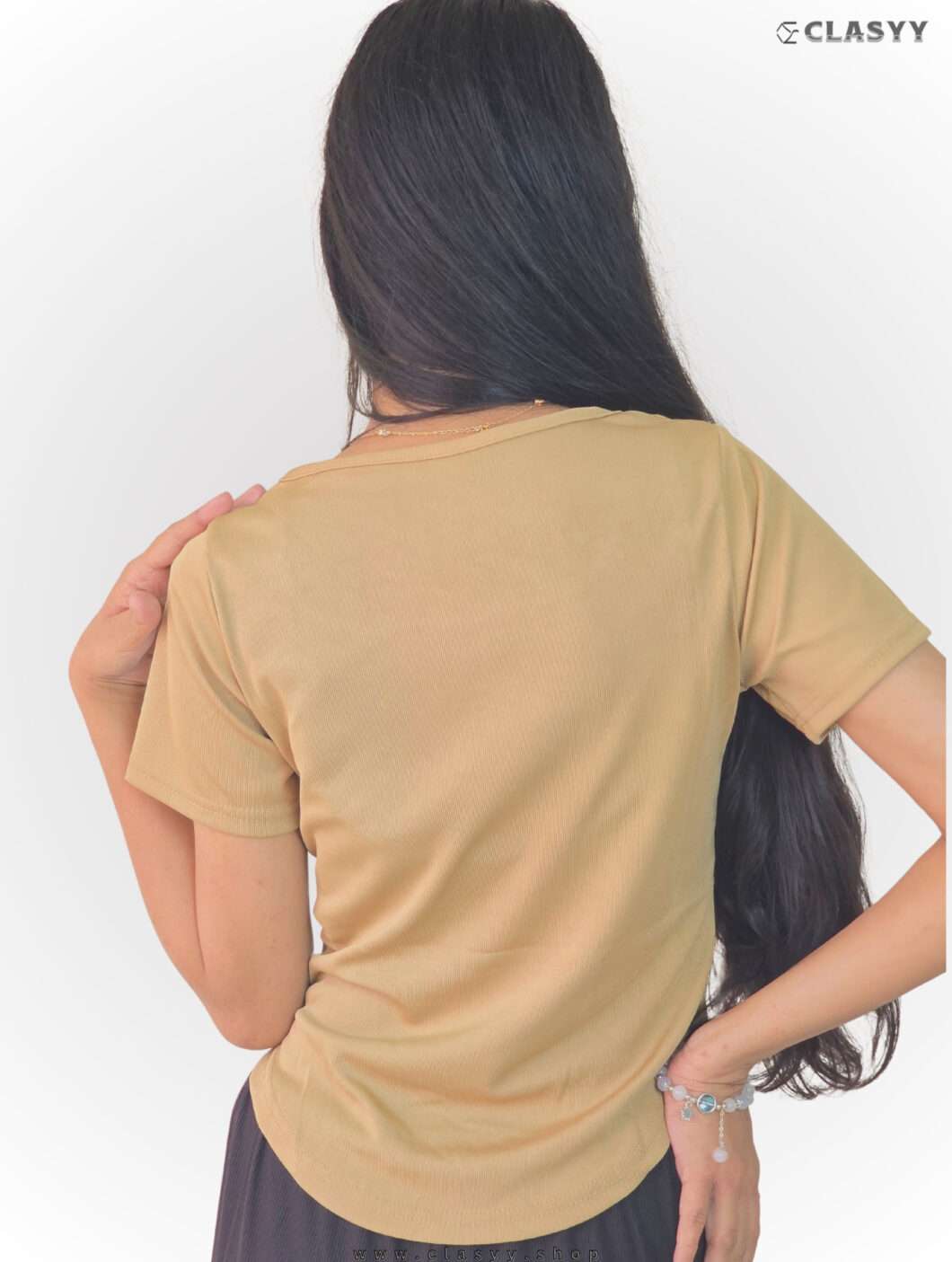 Girl's Summer Solid Short-sleeved Square Collar T-shirt