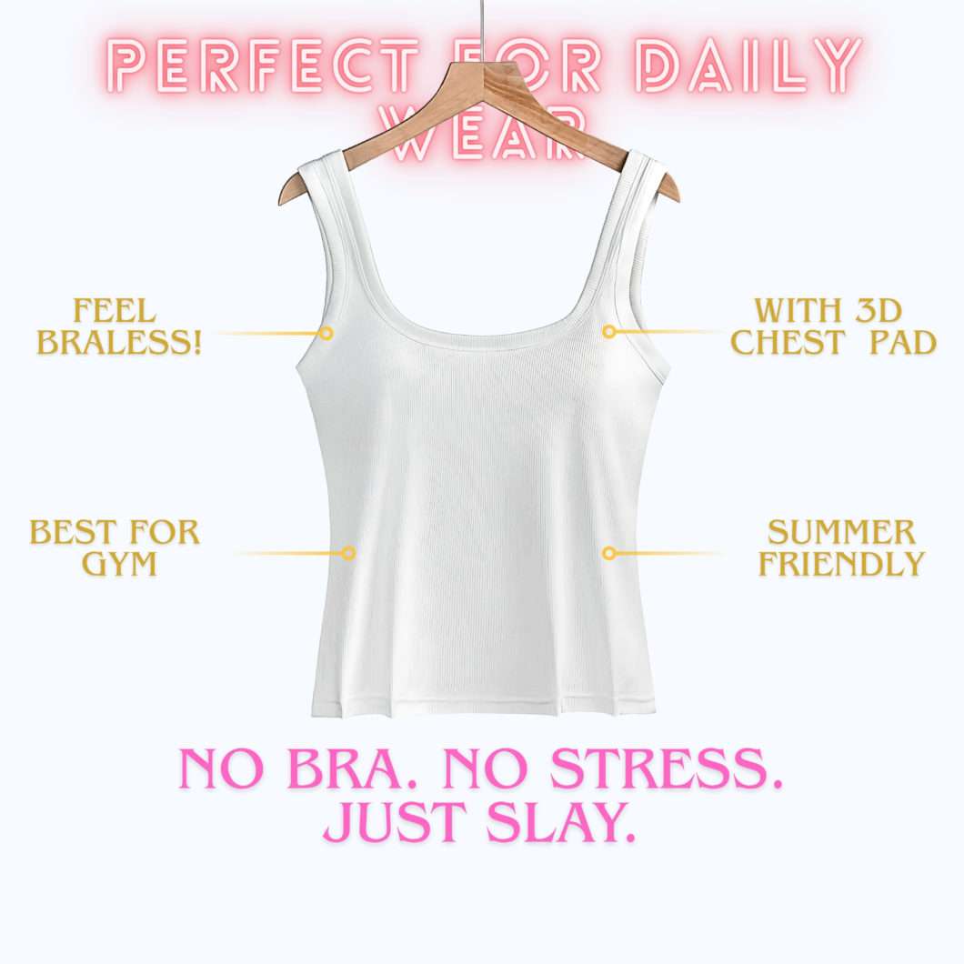Girls Crop Tank Top with Chest Pad | Best For Summer and Gym